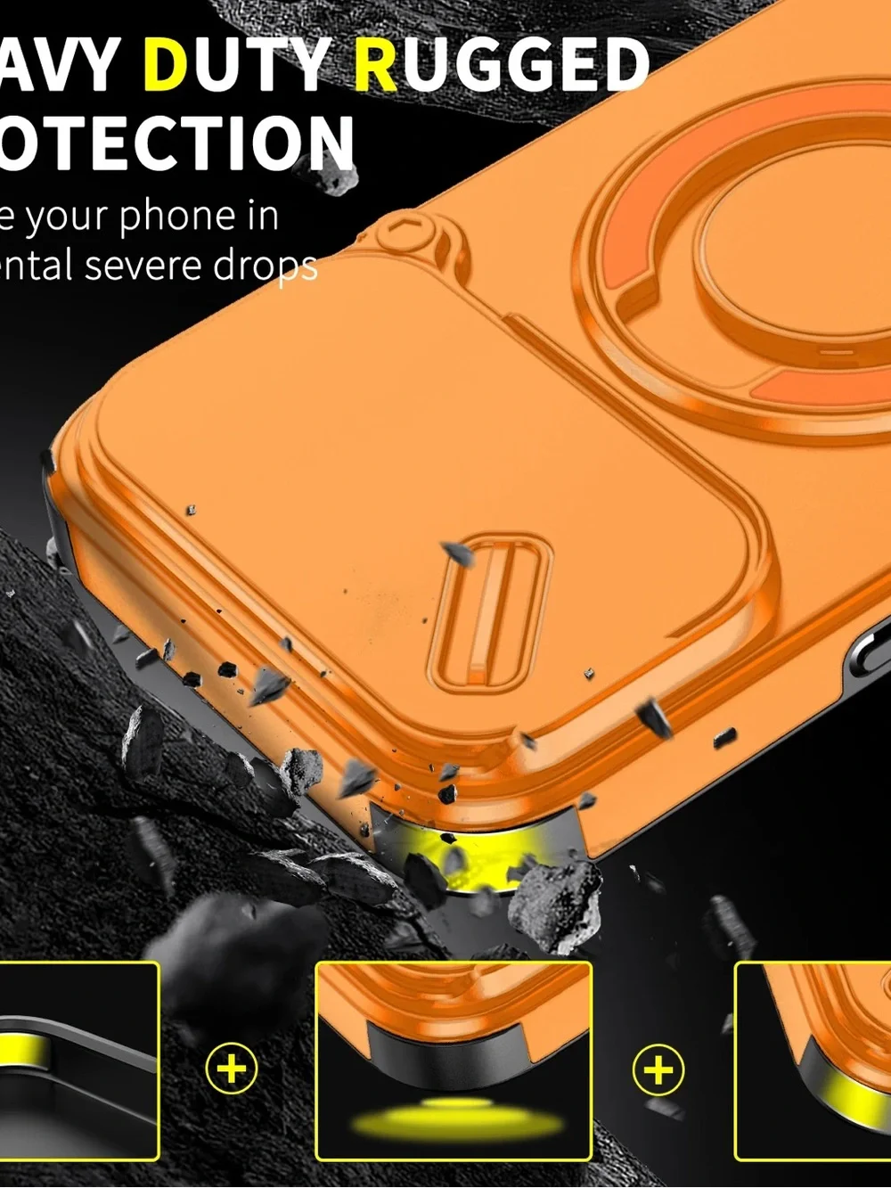 Magnetic Car Mount Ring Phone 17 pro max Case - Orange